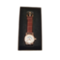men's mechanical watch side view with brown strap