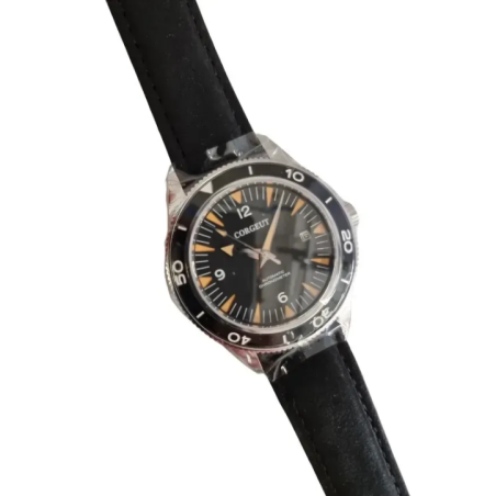 Herren Automatik-Uhr mit schwarzem Lederarmband