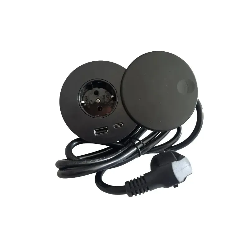 Recessed electrical socket with USB and USB-C for desk