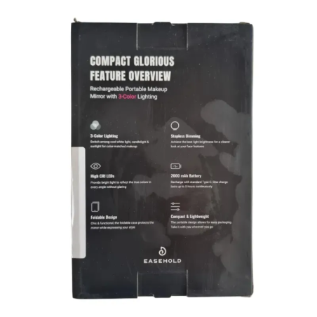 Portable Foldable Makeup Mirror with 3-Color Lighting