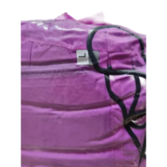 lightweight foldable purple travel backpack top view in pouch