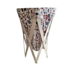 foldable laundry basket with nautical fabric bag front view