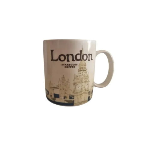 ceramic mug with London design side view