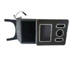 car armrest side view with power cable