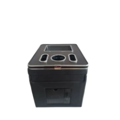 car armrest close-up view of cigarette lighter socket and button