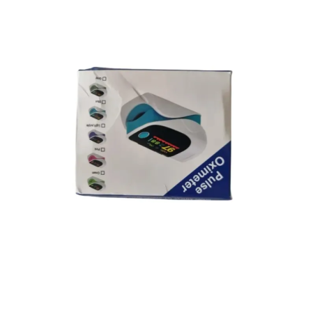 Verpackungsansicht des medizinischen Puls-Oximeters mit Farbinfo