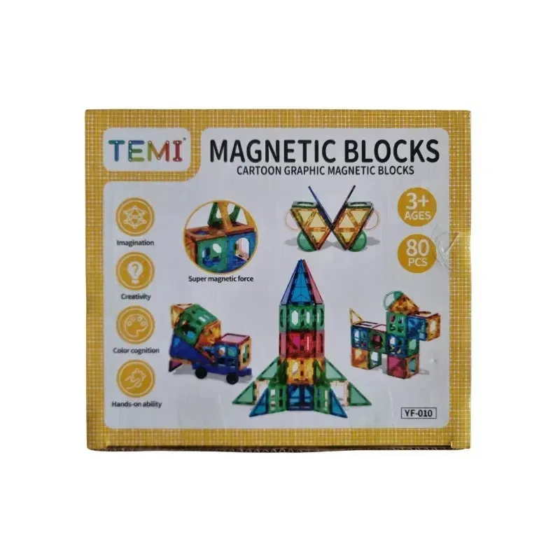 Zestaw klocków magnetycznych TEMI 80 elementów dla dzieci