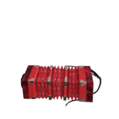 red diatonic accordion front view with buttons