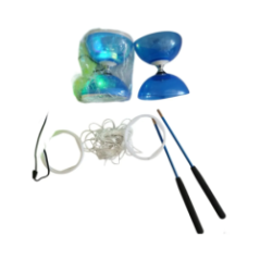 синій діаболо з мотузкою та паличкою вид спереду