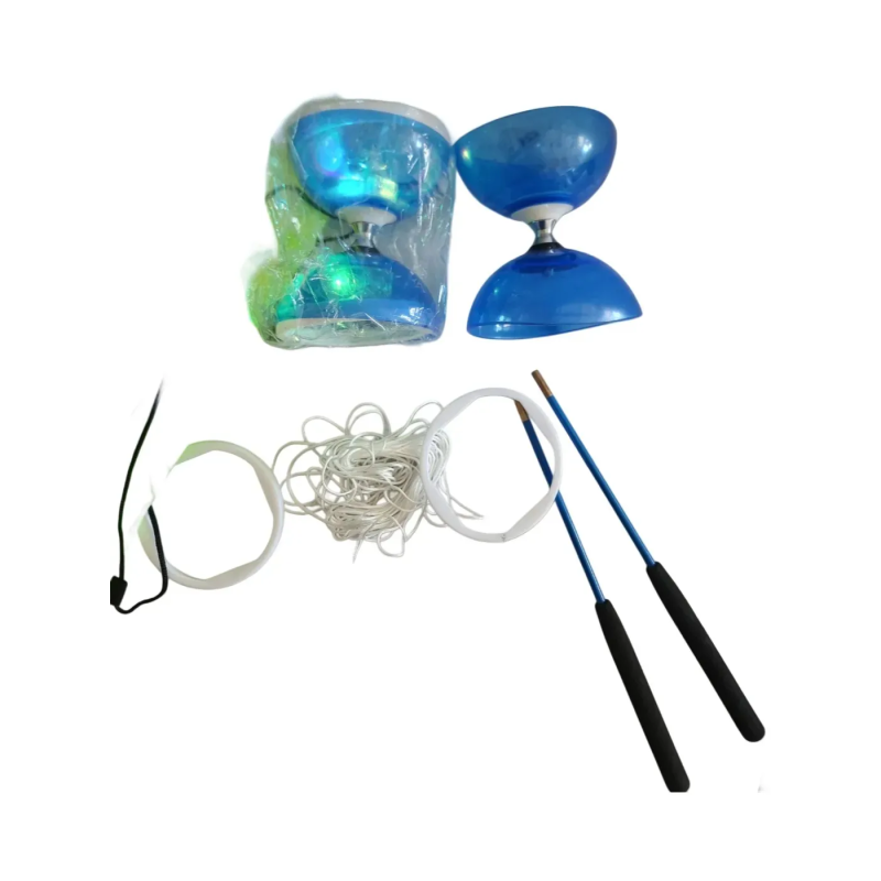 Синій діаболо для жонглювання з паличками та мотузкою