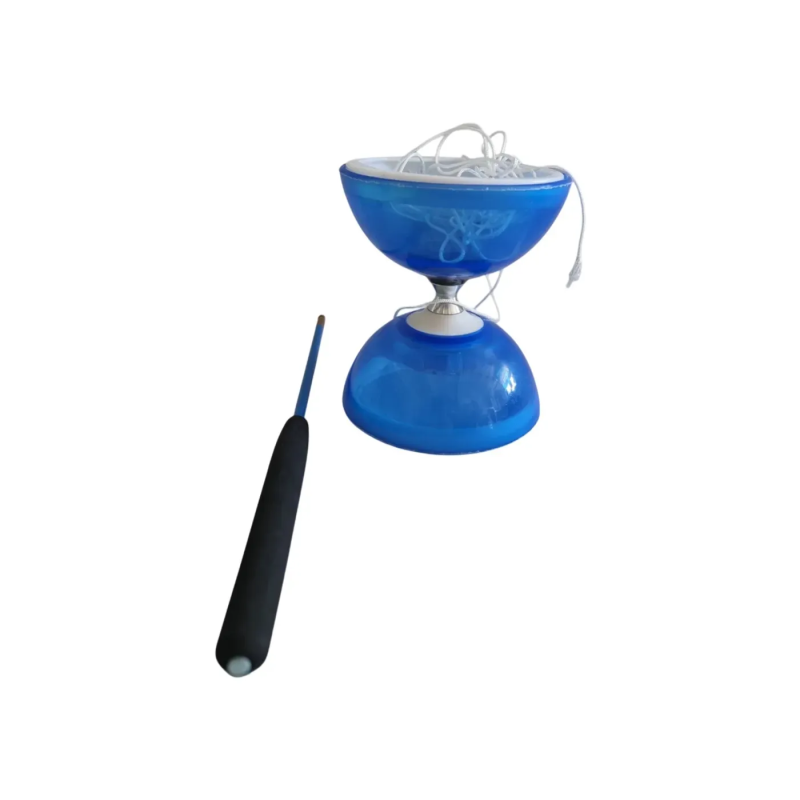 Blaues Diabolo zum Jonglieren mit Stöcken und Schnur