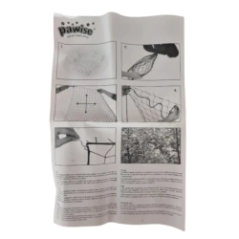 back of packaging with instructions and net sizes