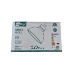 opakowanie zestawu 10 żarówek LED MR16 GU5.3 2700K