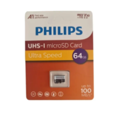 Philips microSD memory card 64GB front view packaging