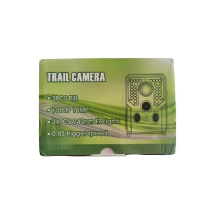 front view of trail camera with lens and LEDs IR