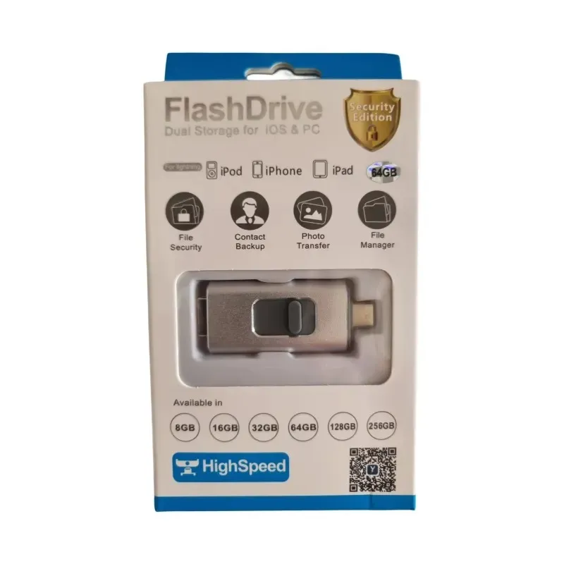 FlashDrive Speicher USB 64GB mit dualem Anschluss für iOS und PC