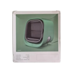 mini air cooler front view with fan grille and button