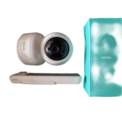 Seite der Vacos Video-Babyphone Verpackung mit Funktionsbeschreibung und Inhalt