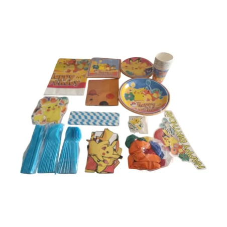 Pokemon Themed Birthday Decorations and Tableware Set