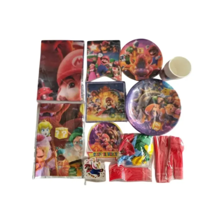 Super Mario Birthday Decoration Set with Plates and Balloons