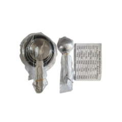 metal measuring cups top view with markings