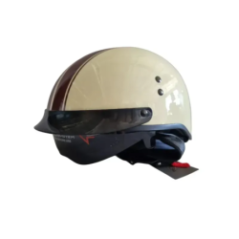 retro motorradhelm seitenansicht mit offenem gurt