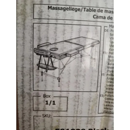 black massage table top view folded