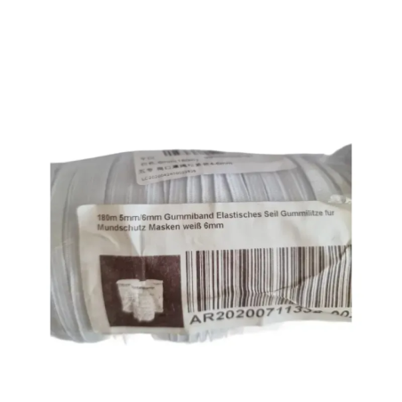 Elastisches Band für Masken 6mm Weiß 180m