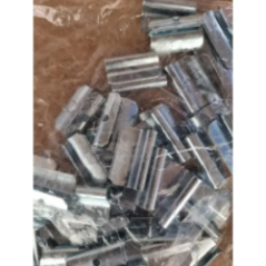 overall view of metal bicycle wheel weights in a plastic bag