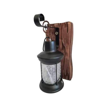 Lampa ścienna z kloszem i mocowaniem drewnianym E27 max 60W