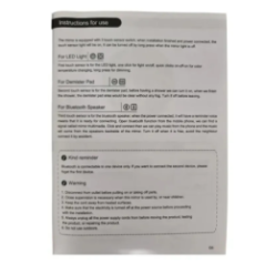 lustro LED zbliżenie na ikony funkcji