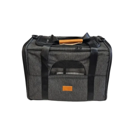 torba transportowa dla zwierząt widok przód z uchwytem i siateczkowymi oknami