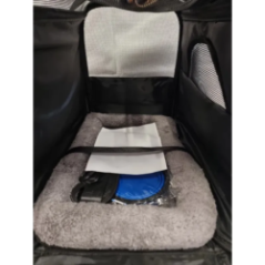 pet carrier bag interior view with soft liner and accessories