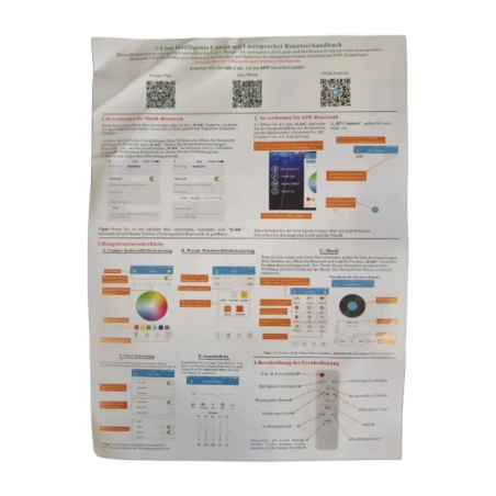 Smart Deckenlampe LED RGB mit Lautsprecher und Fernbedienung