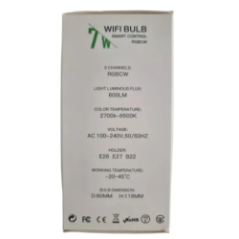 розумна лампочка LED WiFi 7W RGB+CW упаковка з іконками функцій
