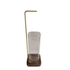 glas dekorative vase schrägansicht mit metallgriff