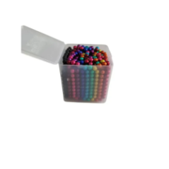 plastic container with colorful beads