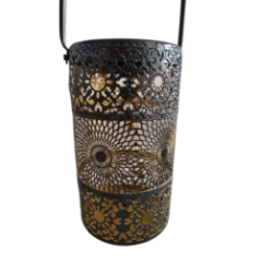 lampion solarny metalowy widok dwóch lampionów obok siebie