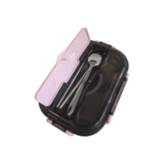 pink lunch box front view with closed lid