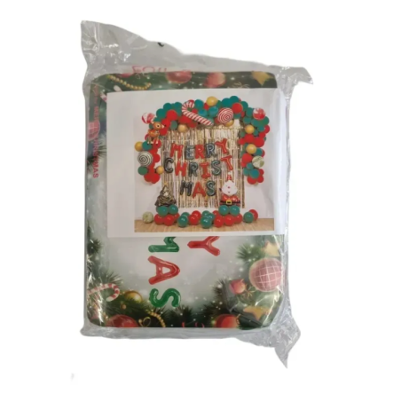 Dekorationsset in Kunststoffverpackung mit der Aufschrift Merry Christmas