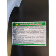 technical data label for parking heater