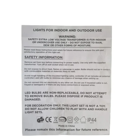 zestaw świetlny LED z kablem i wtyczką widok całości