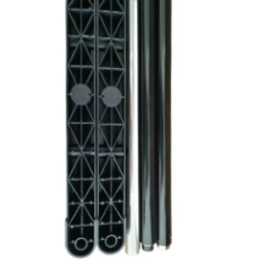 set of clothing rack elements in a box with gloves