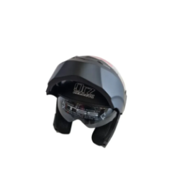 Vollgesichts-Motorradhelm Seitenansicht mit Riemen