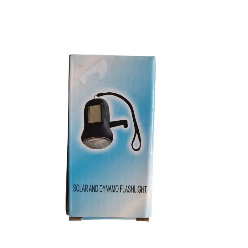 Solar and Dynamo Flashlight with Crank and Solar Panel