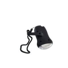 Solar- und Dynamo-Taschenlampe Vorderansicht mit Solarpanel und Gurt