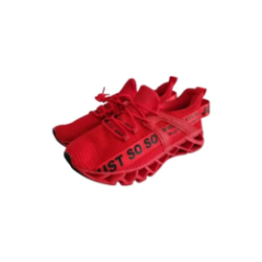red men's sports shoes packaged in foil side view