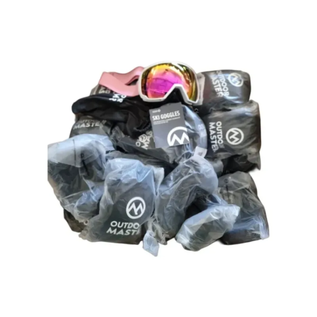 Skibrille Vorderansicht mit pinkem Band