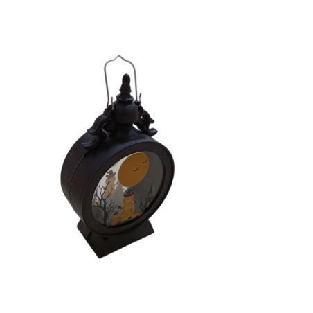 Halloween Decorative Lantern with Pumpkin and Bat Design