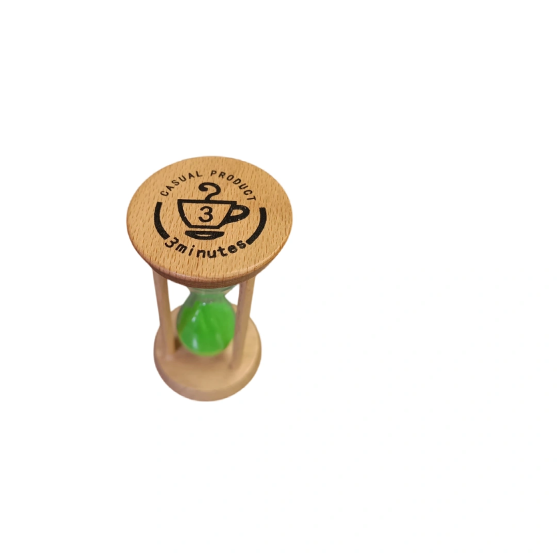 Wooden Hourglass 3 Minutes with Green Sand